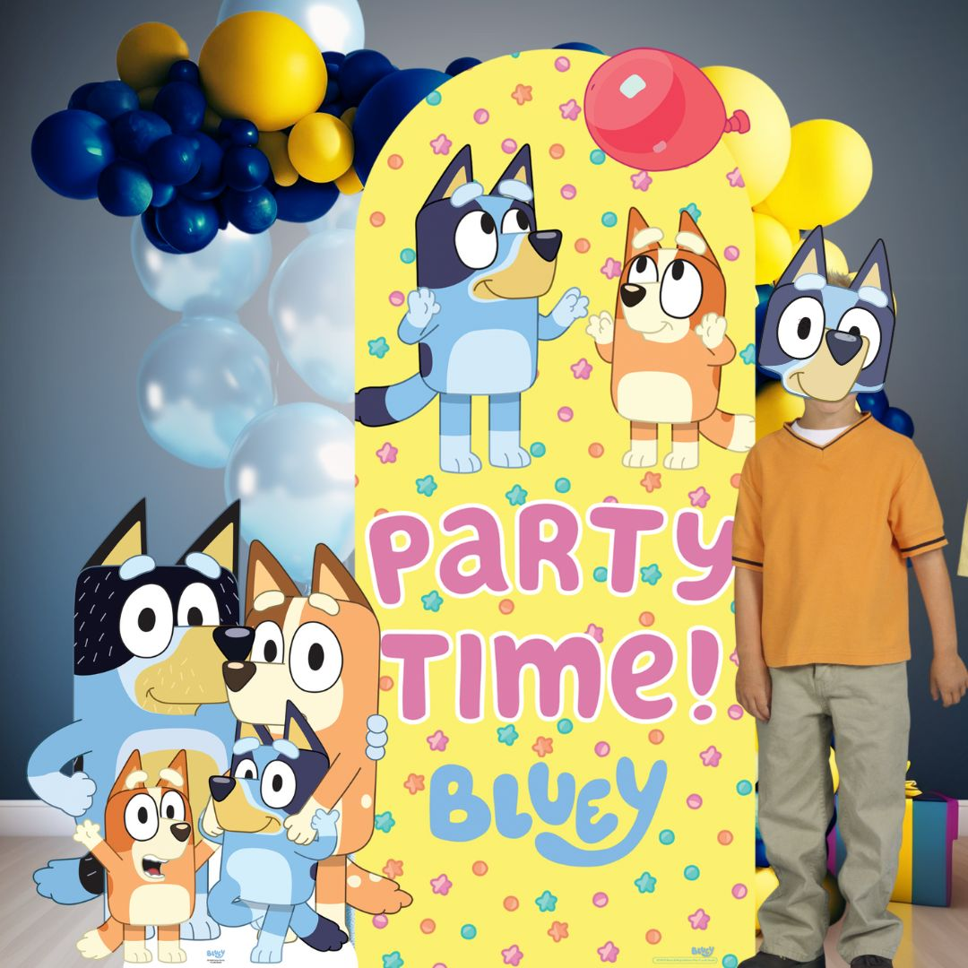 Bluey cardboard cutouts and masks party decorations