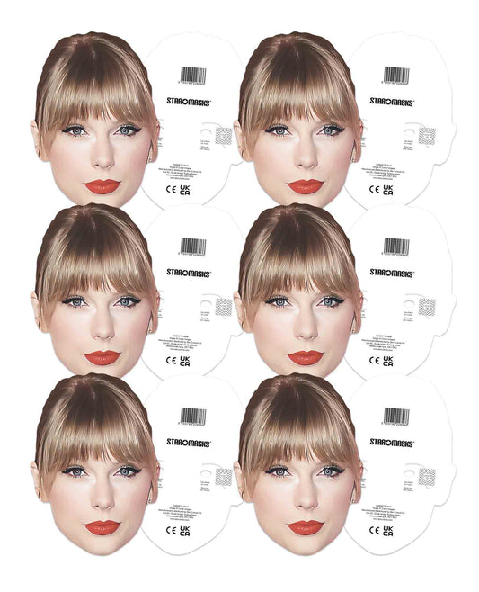 CMP003 Singer Swift Six Pack Cardboard Face Masks With Tabs and Elastic - mycardboardcutout