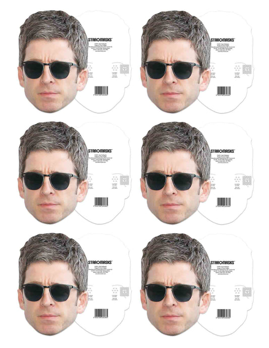 CMP005 Noel Gallagher Masks Six Pack Cardboard Face Masks With Tabs and Elastic - mycardboardcutout
