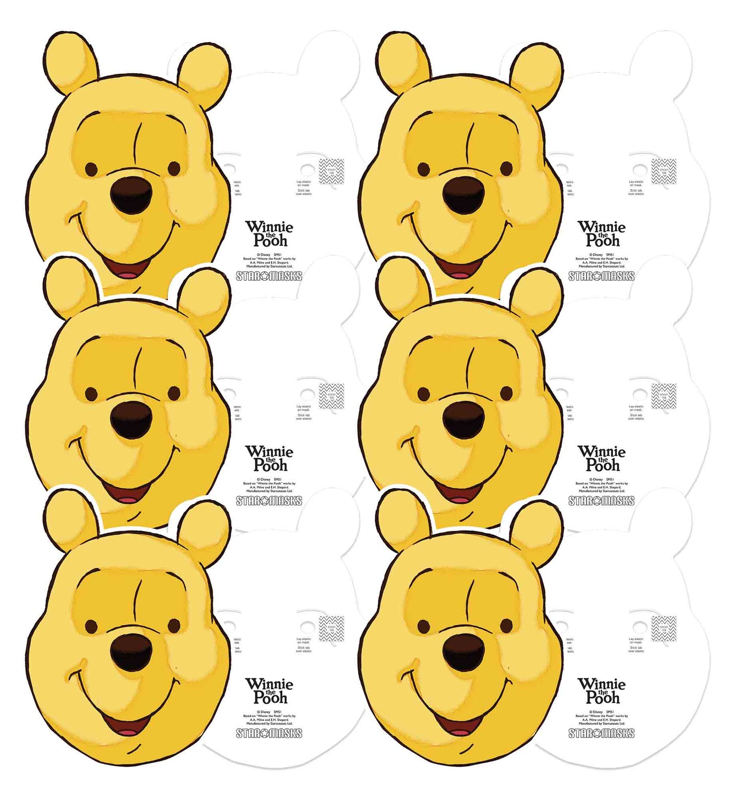 SMP65 Winnie The Pooh Winnie the Pooh Six Pack Cardboard Face Masks - mycardboardcutout