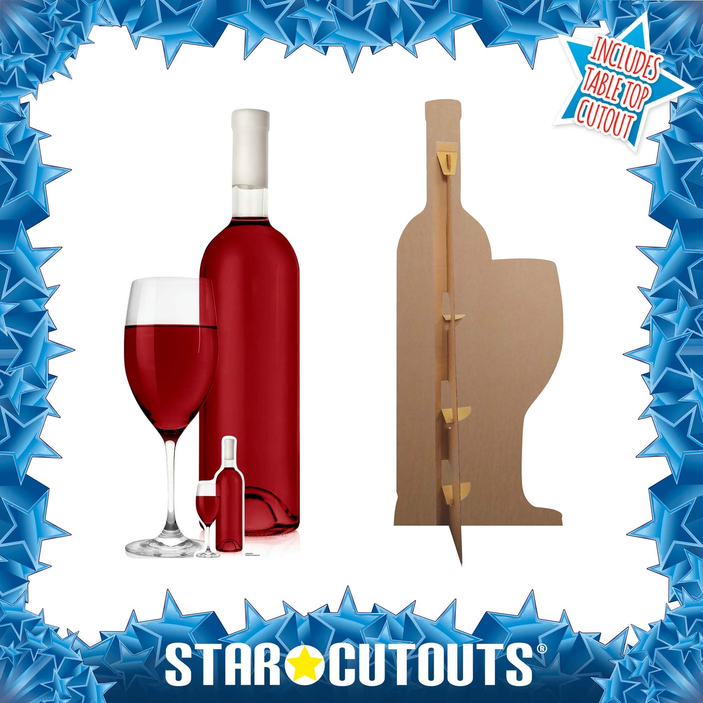 SC1004 Glass and Red Wine Cardboard Cut Out Height 184cm - mycardboardcutout