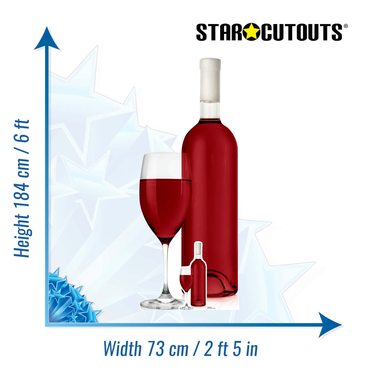 SC1004 Glass and Red Wine Cardboard Cut Out Height 184cm - mycardboardcutout