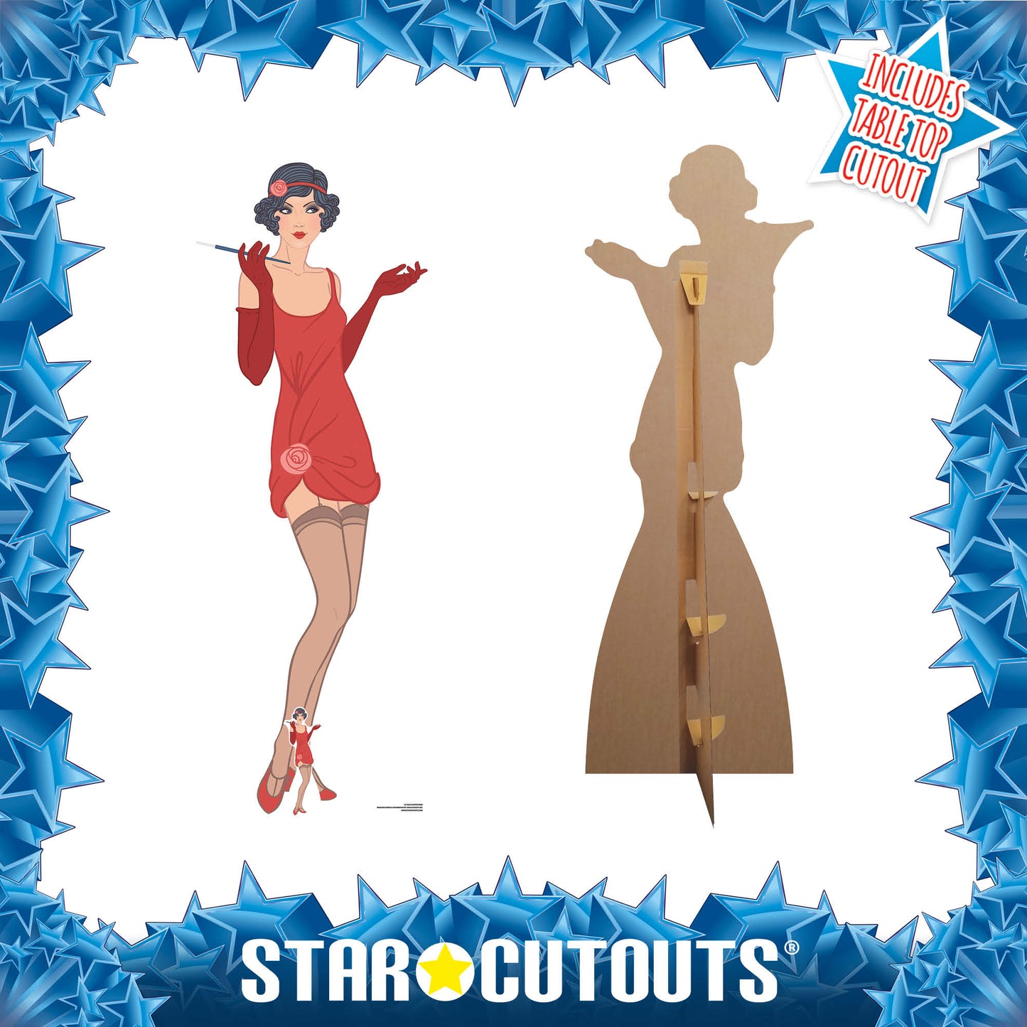 SC1022 Gatsby 1920s Red Flapper Girl Cardboard Cut Out Height 178cm - mycardboardcutout