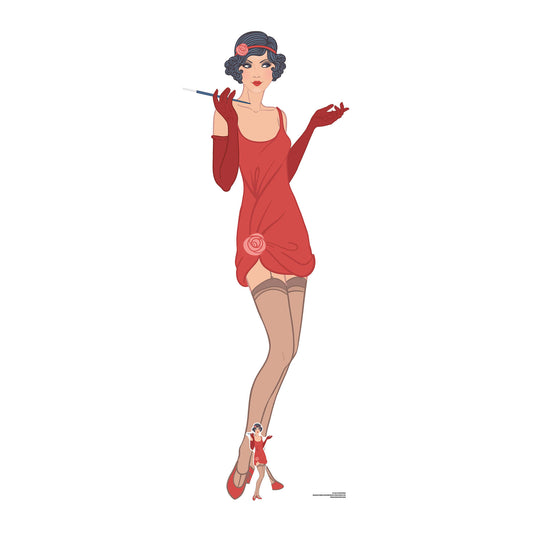 SC1022 Gatsby 1920s Red Flapper Girl Cardboard Cut Out Height 178cm - mycardboardcutout