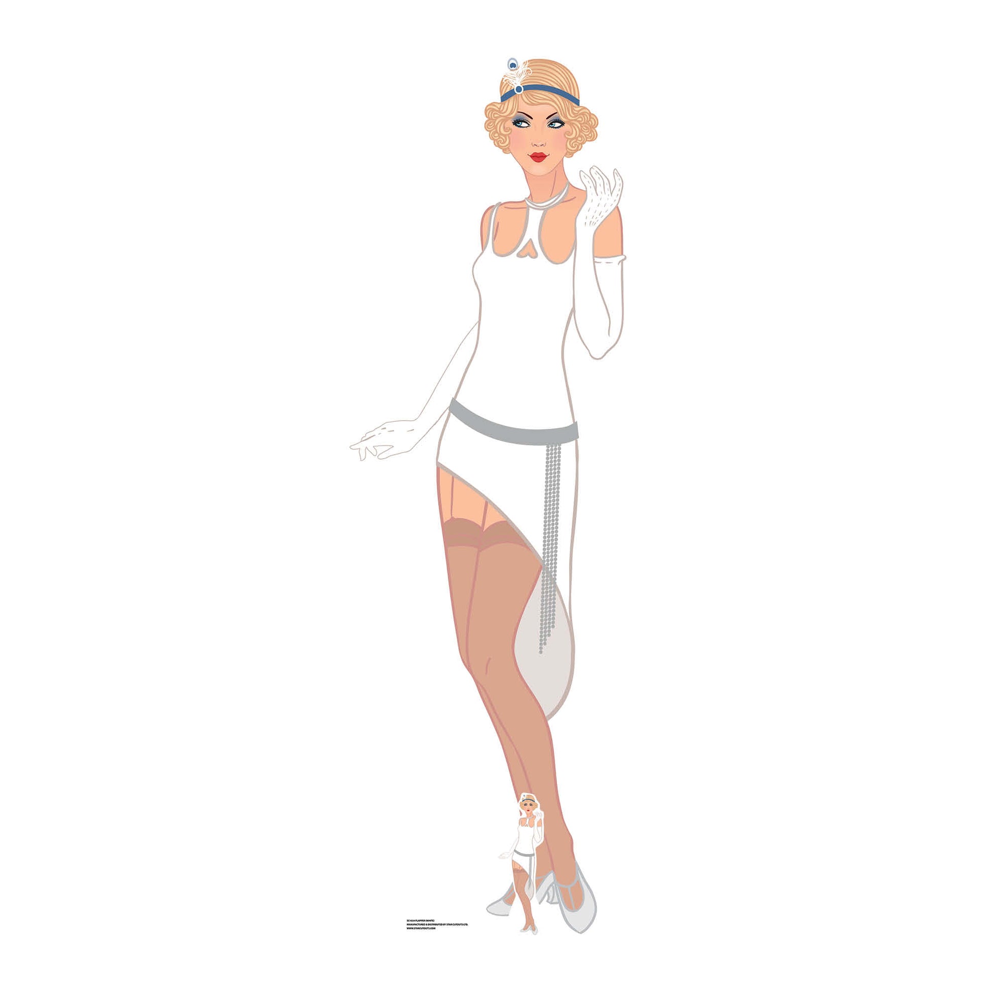 SC1024 Gatsby 1920s White Flapper Girl Cardboard Cut Out Height 178cm - mycardboardcutout