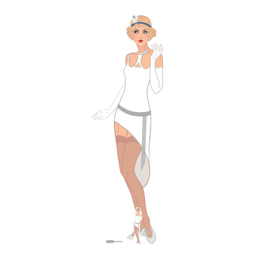 SC1024 Gatsby 1920s White Flapper Girl Cardboard Cut Out Height 178cm - mycardboardcutout