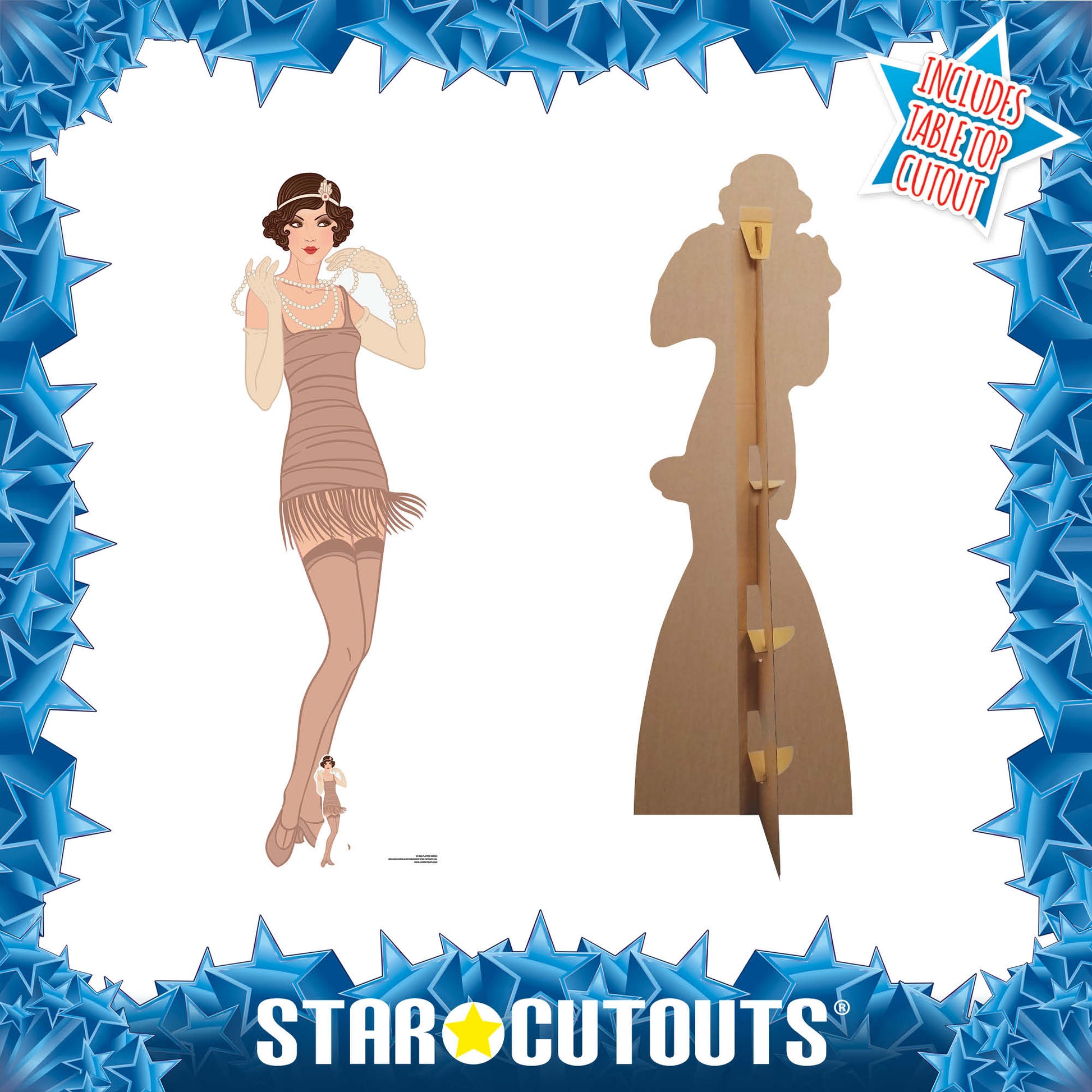 SC1026 Gatsby 1920s Beige Flapper Girl Cardboard Cut Out Height 177cm - mycardboardcutout