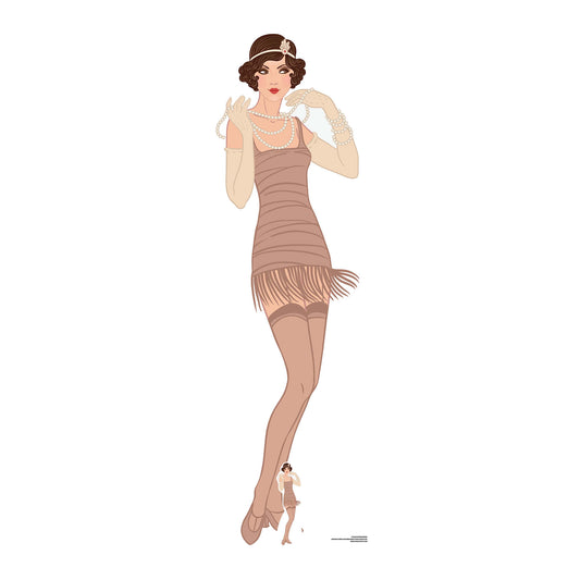 SC1026 Gatsby 1920s Beige Flapper Girl Cardboard Cut Out Height 177cm - mycardboardcutout