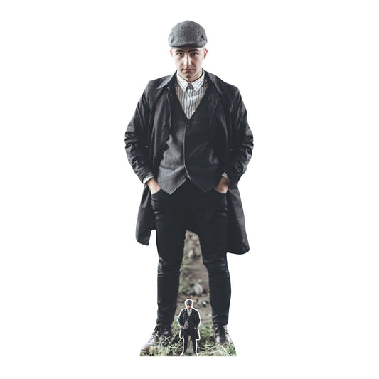 SC1248 Flat Cap Peaky Blinders Style British Gangster Stripe Shirt Cardboard Cut Out Height 182cm - mycardboardcutout