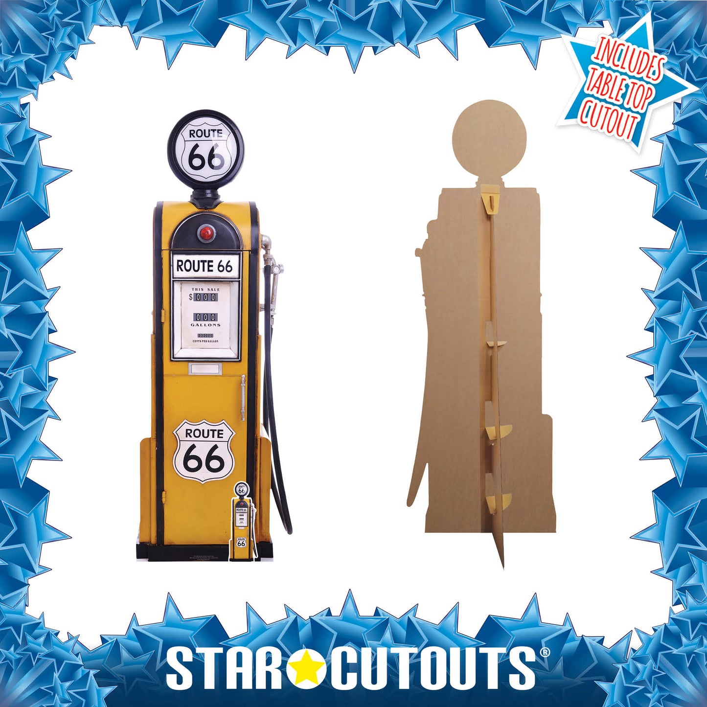 SC1398 Route 66 Gas Pump Cardboard Cut Out Height 194cm