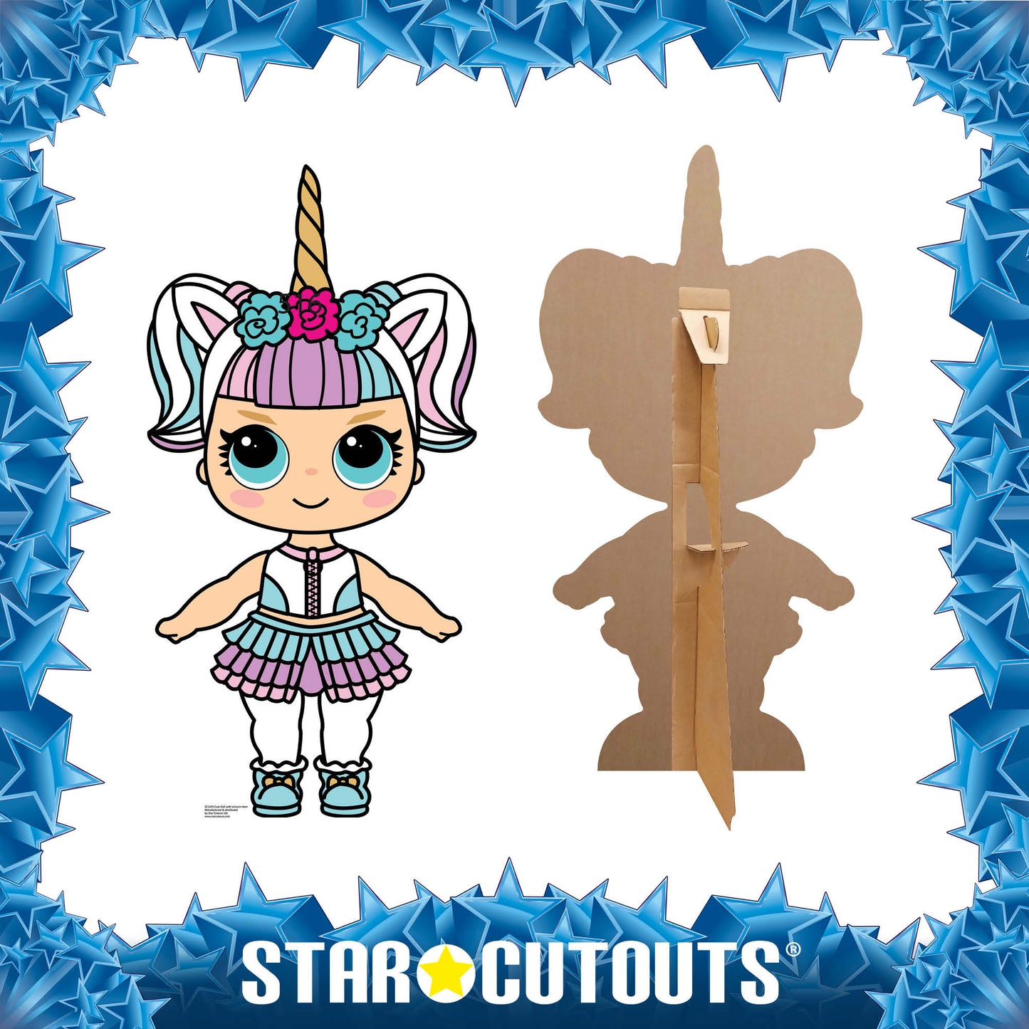 SC1436 Cute Doll with Large Eyes and Unicorn Horn Cardboard Cut Out Height 91cm - mycardboardcutout