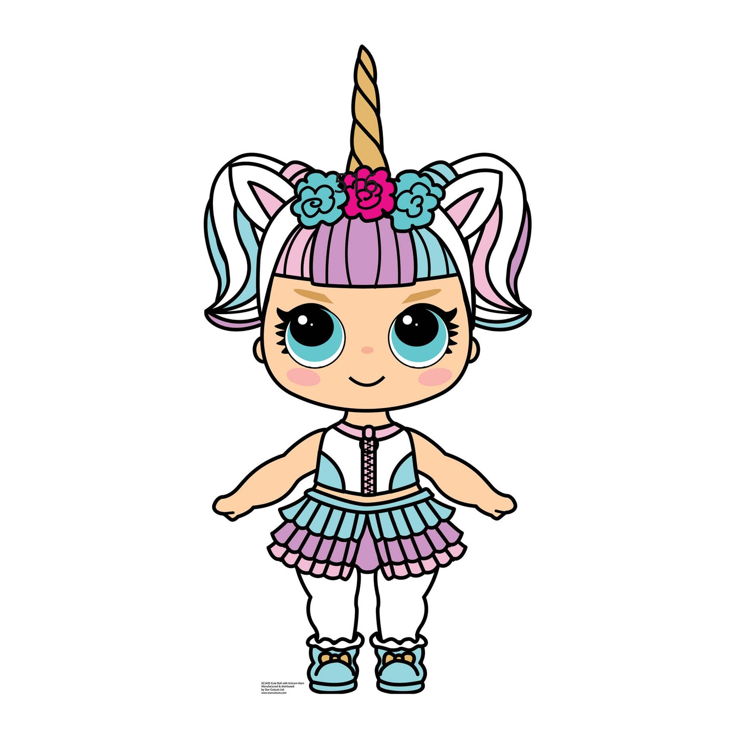 SC1436 Cute Doll with Large Eyes and Unicorn Horn Cardboard Cut Out Height 91cm - mycardboardcutout