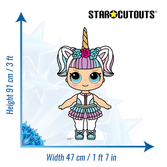 SC1436 Cute Doll with Large Eyes and Unicorn Horn Cardboard Cut Out Height 91cm - mycardboardcutout