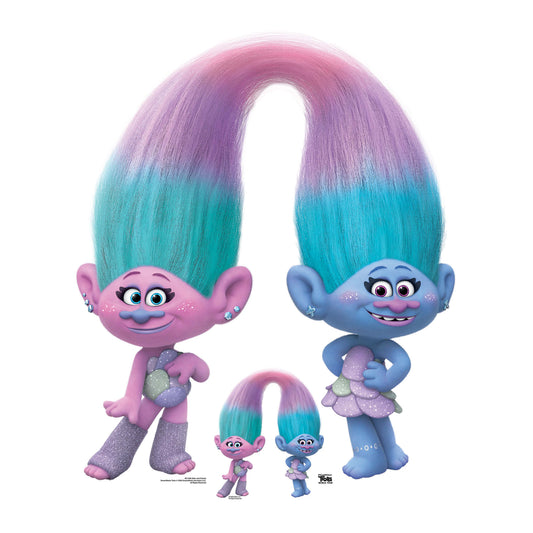 Sisters Satin and Chenile Trolls World Tour Cardboard Cutout - mycardboardcutout