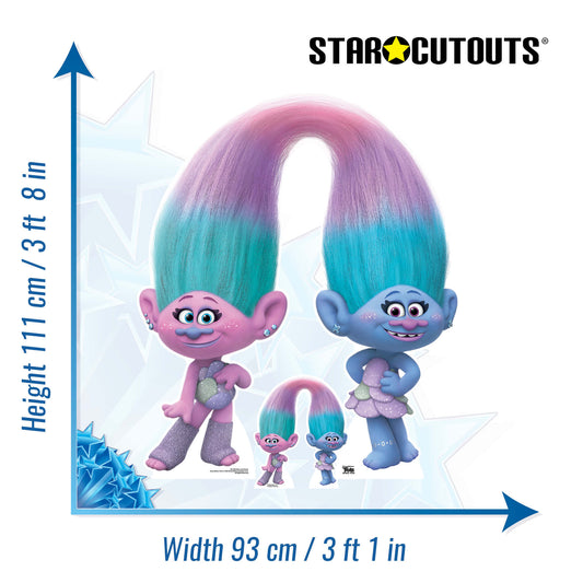 Sisters Satin and Chenile Trolls World Tour Cardboard Cutout - mycardboardcutout