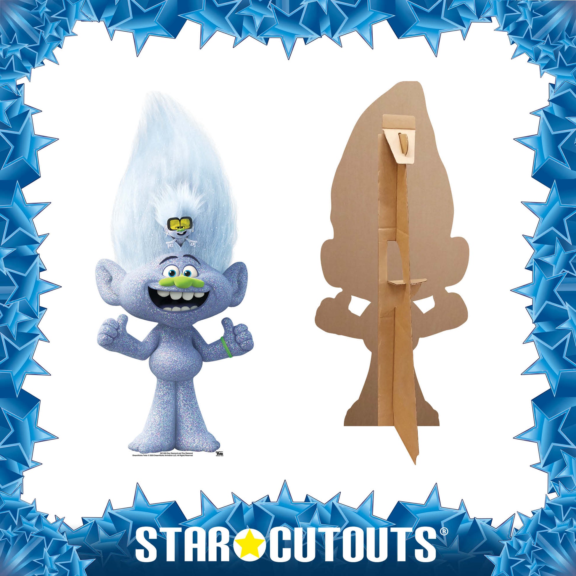 MINI Diamond Guy with Tiny Trolls World Tour Cardboard Cutout - mycardboardcutout
