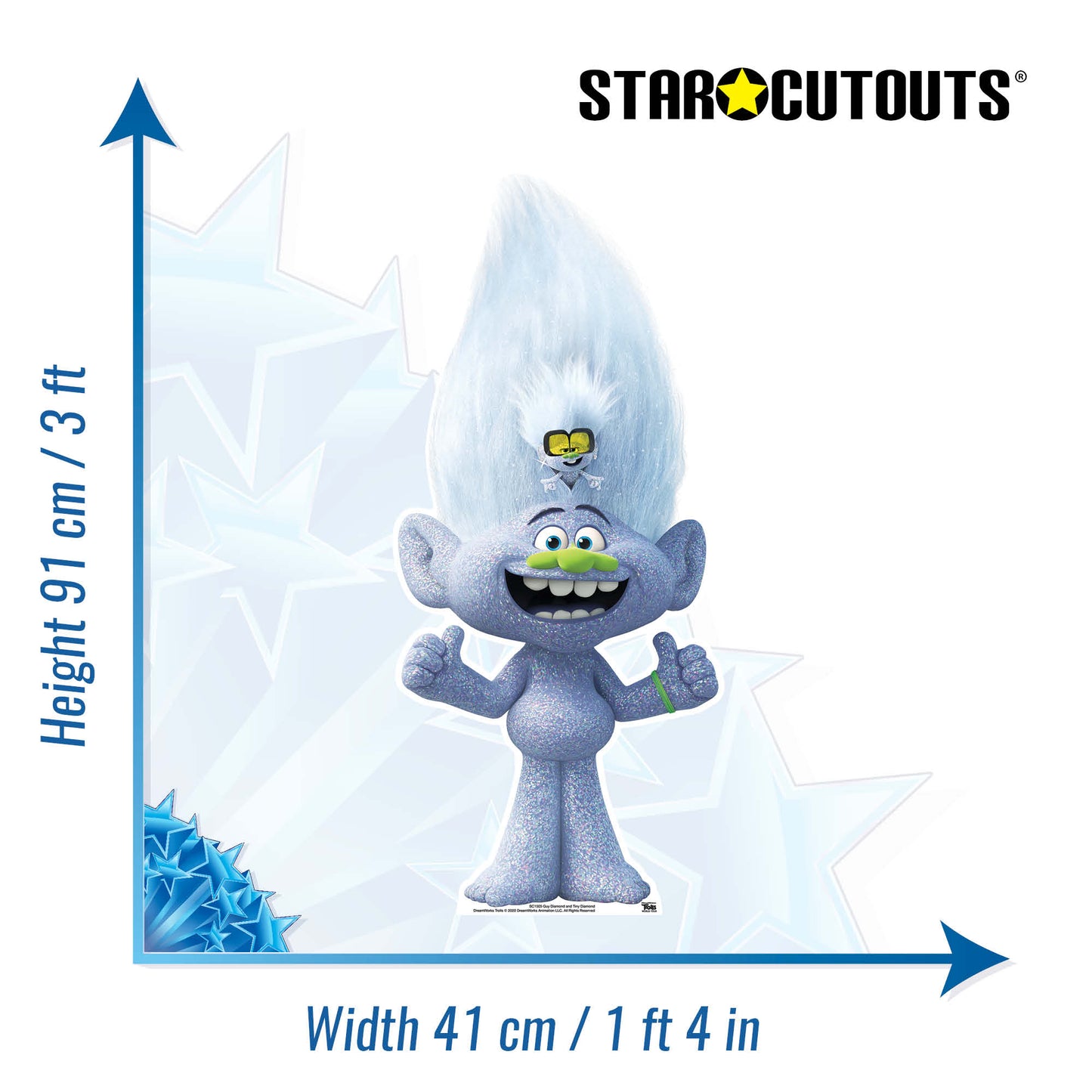 MINI Diamond Guy with Tiny Trolls World Tour Cardboard Cutout - mycardboardcutout