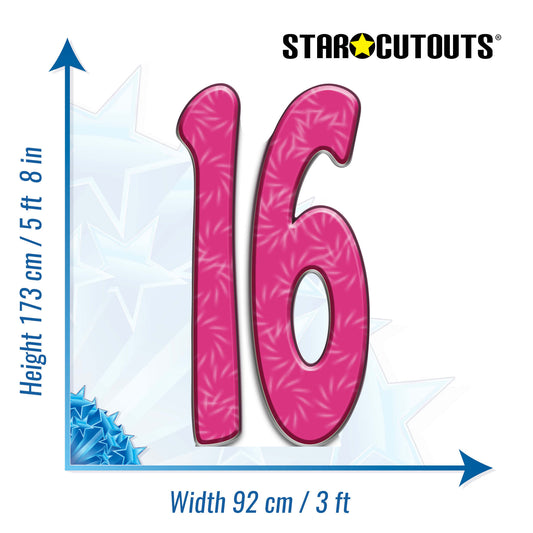 SC150 Number 16 Cardboard Cut Out Height 173cm - mycardboardcutout