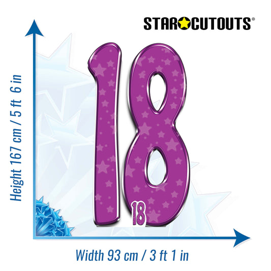 SC151 Number 18 Cardboard Cut Out Height 167cm - mycardboardcutout