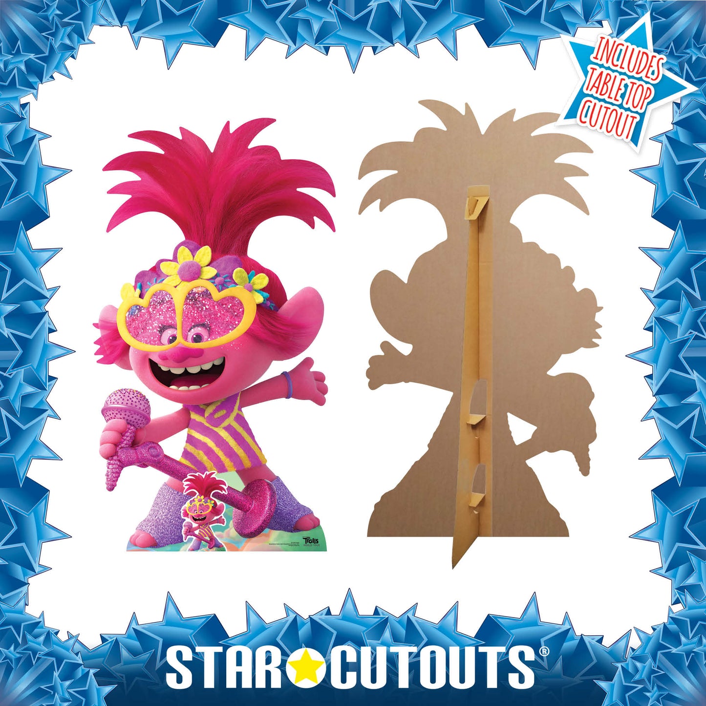 Poppy LARGE Microphone Singing Trolls World Tour Cardboard Cutout - mycardboardcutout