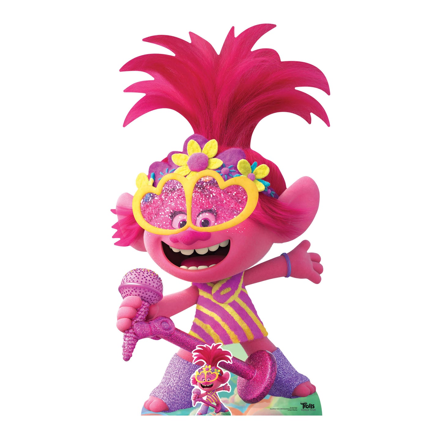 Poppy LARGE Microphone Singing Trolls World Tour Cardboard Cutout - mycardboardcutout