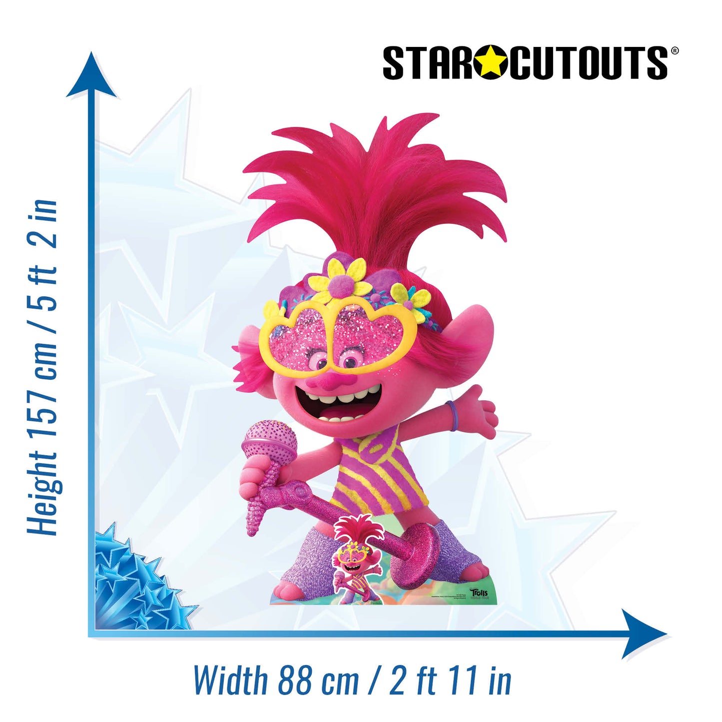Poppy LARGE Microphone Singing Trolls World Tour Cardboard Cutout - mycardboardcutout