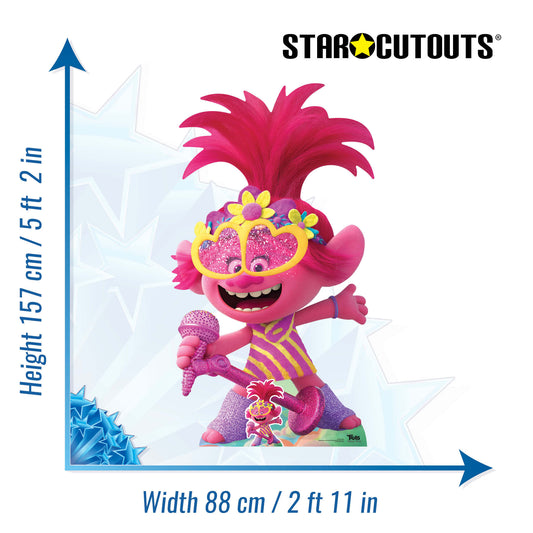 Poppy LARGE Microphone Singing Trolls World Tour Cardboard Cutout - mycardboardcutout