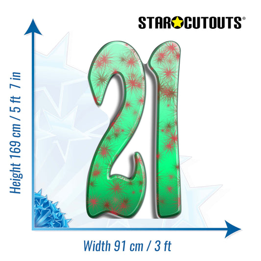 SC152 Number 21 Cardboard Cut Out Height 169cm - mycardboardcutout