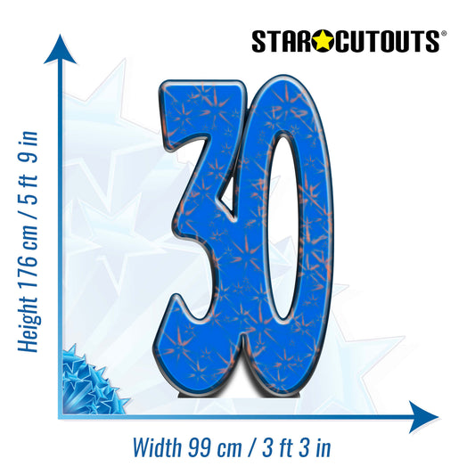SC153 Number 30 Cardboard Cut Out Height 176cm - mycardboardcutout
