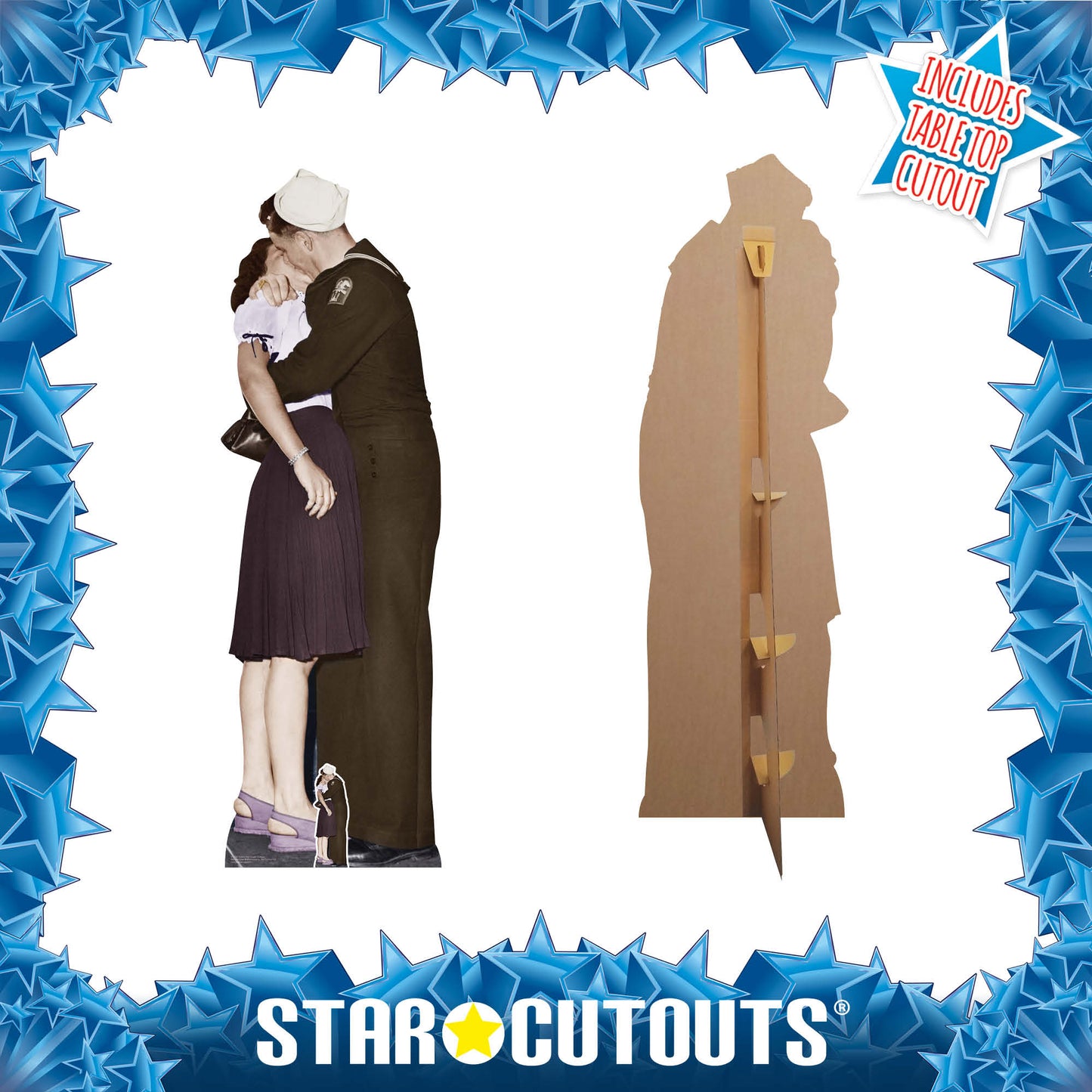 SC1543 Victory Day Couple Colour Cardboard Cut Out Height 184cm - mycardboardcutout