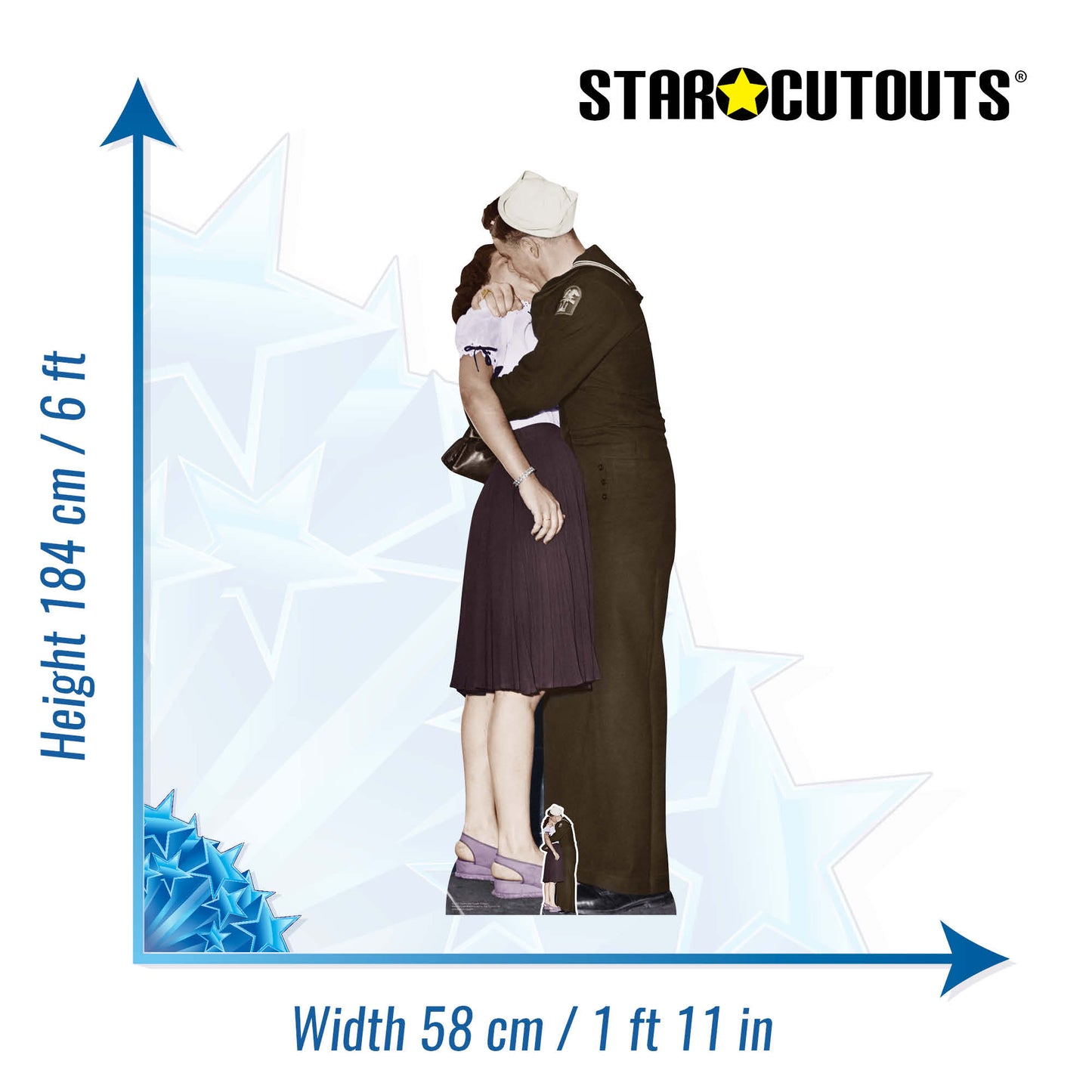 SC1543 Victory Day Couple Colour Cardboard Cut Out Height 184cm - mycardboardcutout