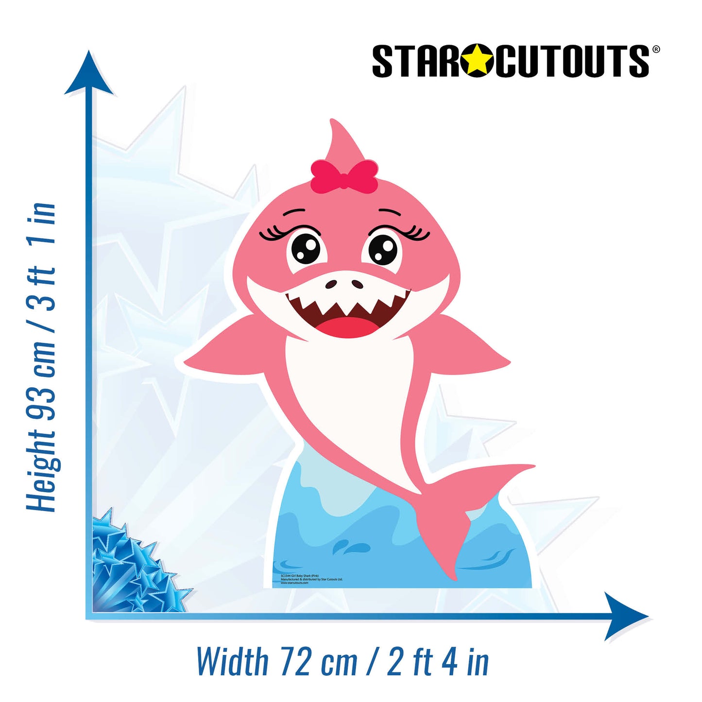 SC1544 Girl Baby Shark Pink Cardboard Cut Out Height 93cm - mycardboardcutout