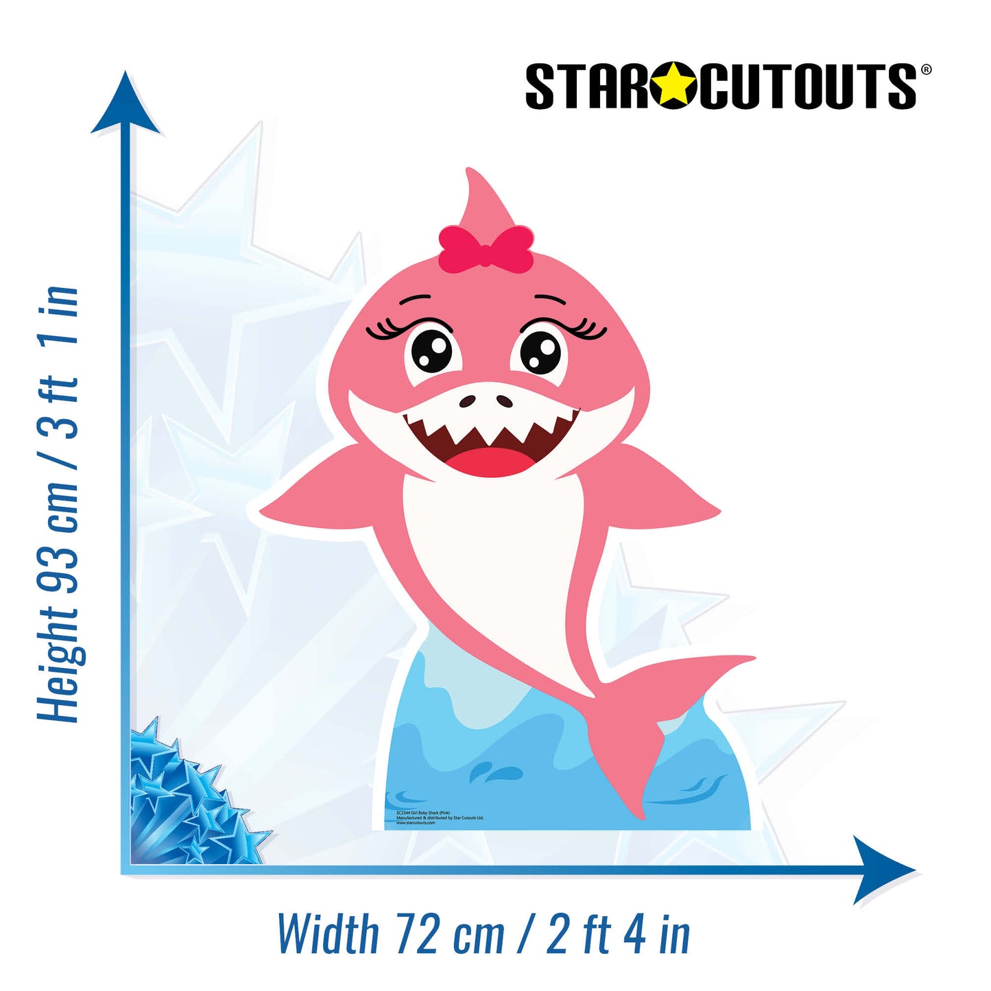 SC1544 Girl Baby Shark Pink Cardboard Cut Out Height 93cm