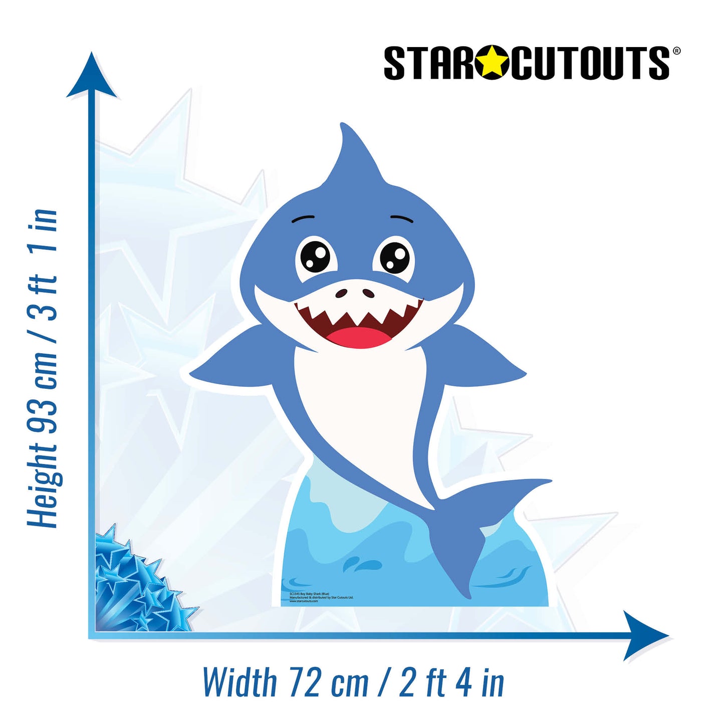 SC1545 Boy Baby Shark Blue Cardboard Cut Out Height 93cm - mycardboardcutout