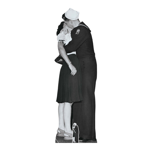 SC1554 Victory Day Couple (Black and White) Cardboard Cut Out Height 184cm - mycardboardcutout