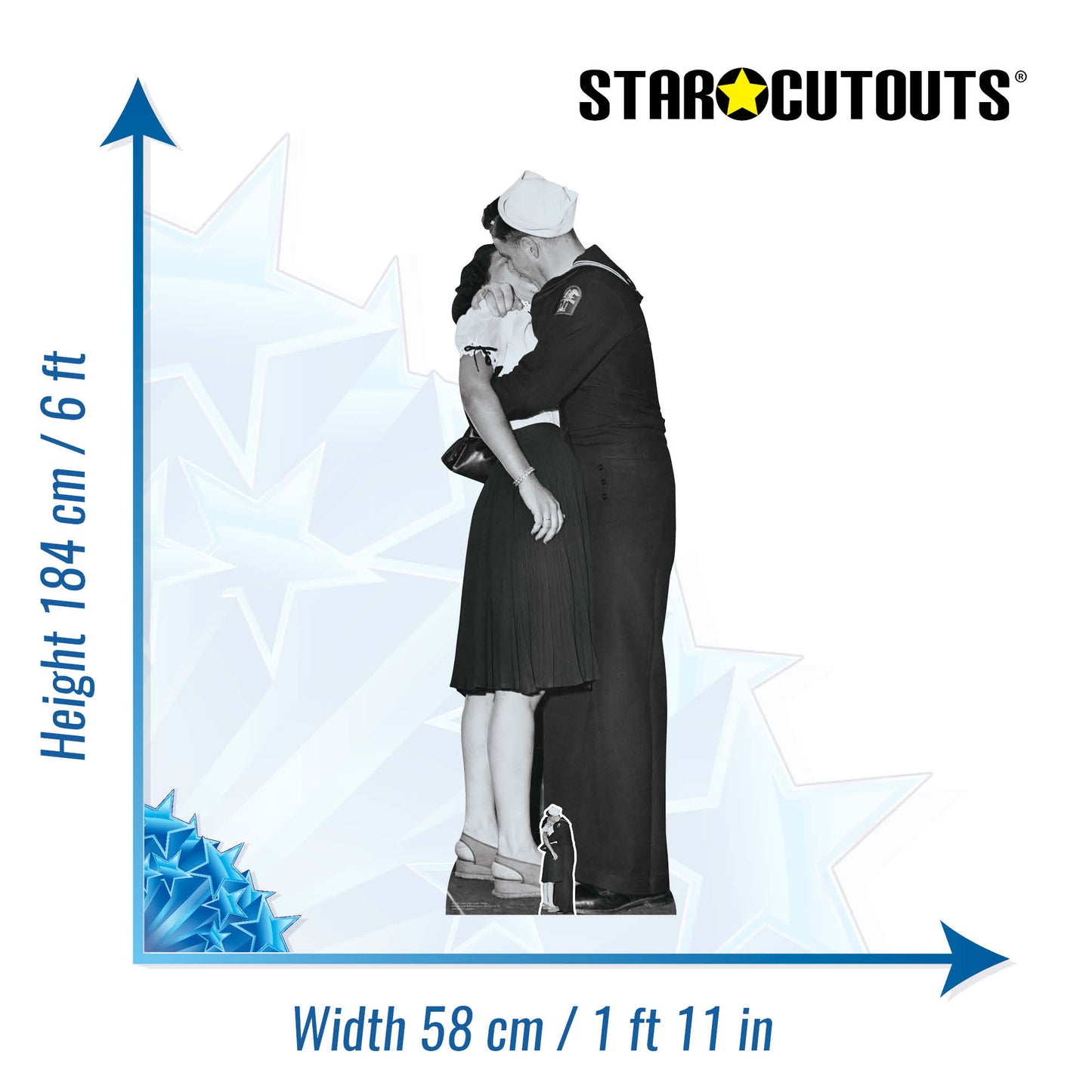 SC1554 Victory Day Couple (Black and White) Cardboard Cut Out Height 184cm - mycardboardcutout