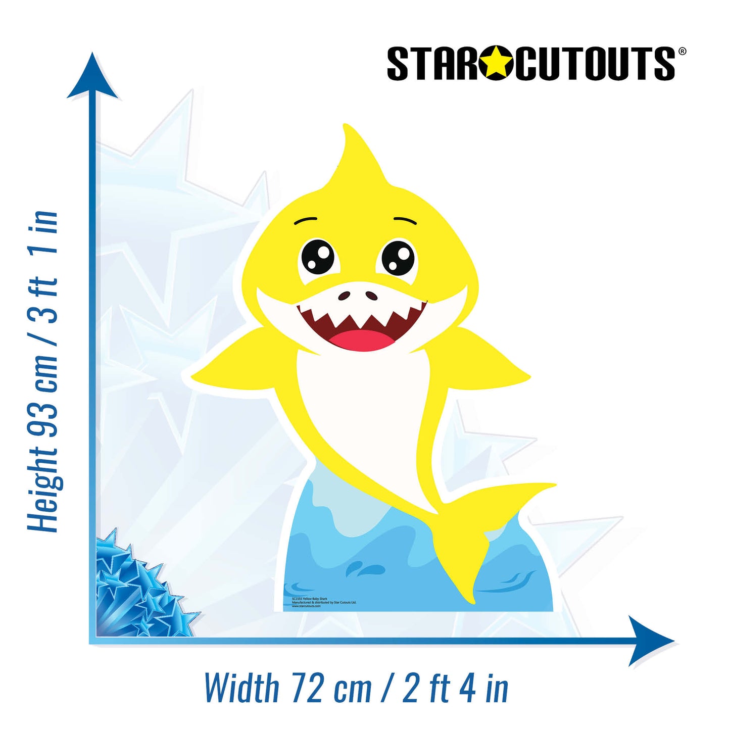SC1555 Baby Shark Yellow Cardboard Cut Out Height 93cm - mycardboardcutout