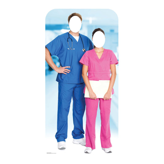 SC1567 Doctor & Nurse Stand-In  Cardboard Cut Out Height 190cm - mycardboardcutout