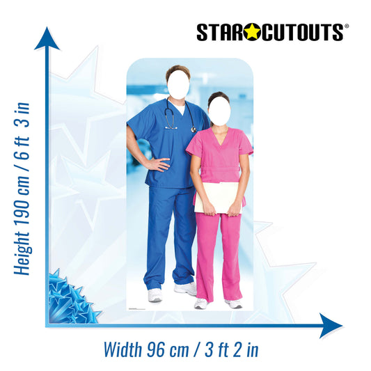 SC1567 Doctor & Nurse Stand-In  Cardboard Cut Out Height 190cm - mycardboardcutout