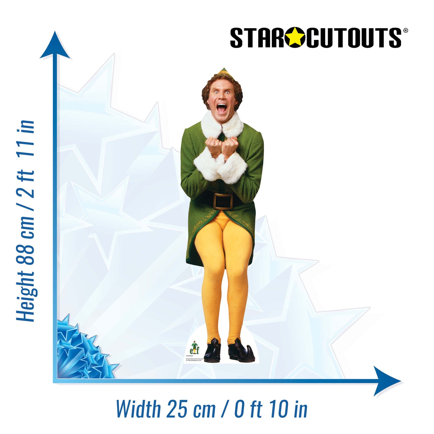 SC1659 Buddy Elf Excited For Christmas (Star Mini) Cardboard Cut Out Height 88cm - mycardboardcutout