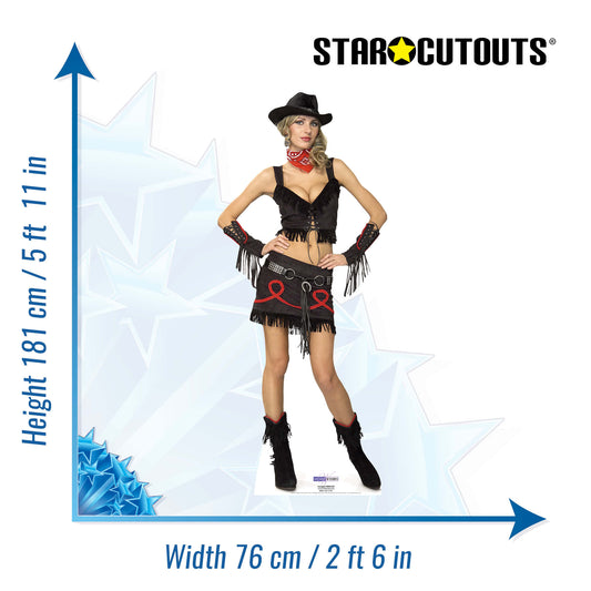 SC187 Cowgirl Cardboard Cut Out Height 181cm - mycardboardcutout