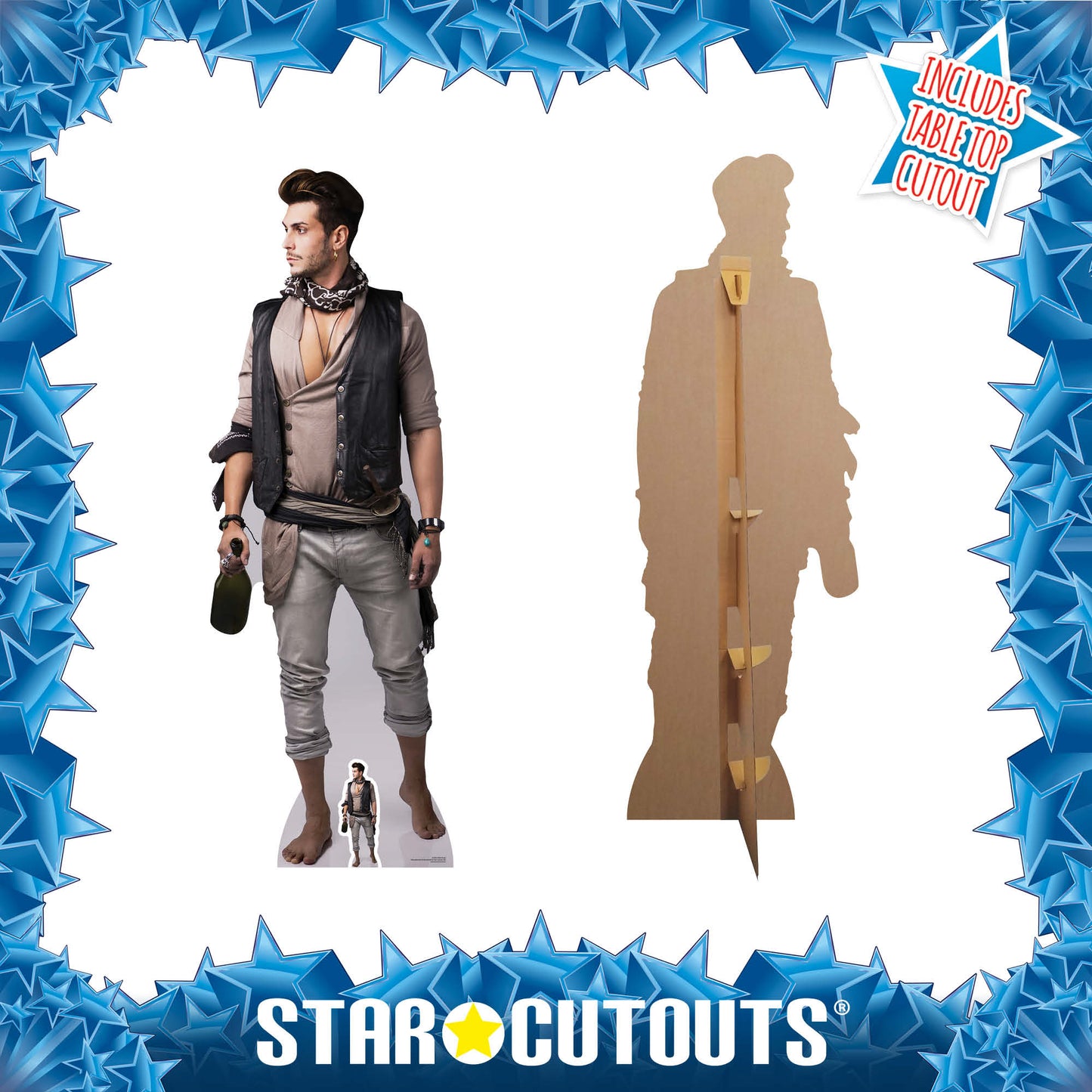 SC2042 Male Pirate with Bottle of Rum Cardboard Cut Out Height 180cm