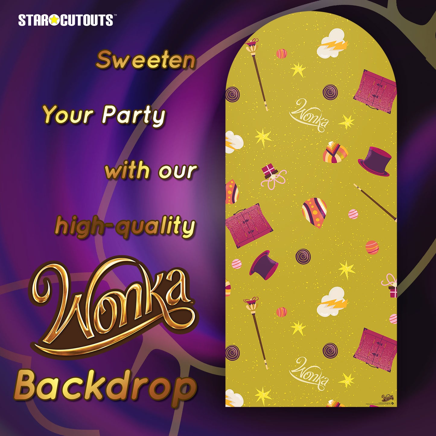 SC4494 Wonka Gobstopper Green & Yellow Backdrop Single Cardboard Cut Out Height 185cm - mycardboardcutout