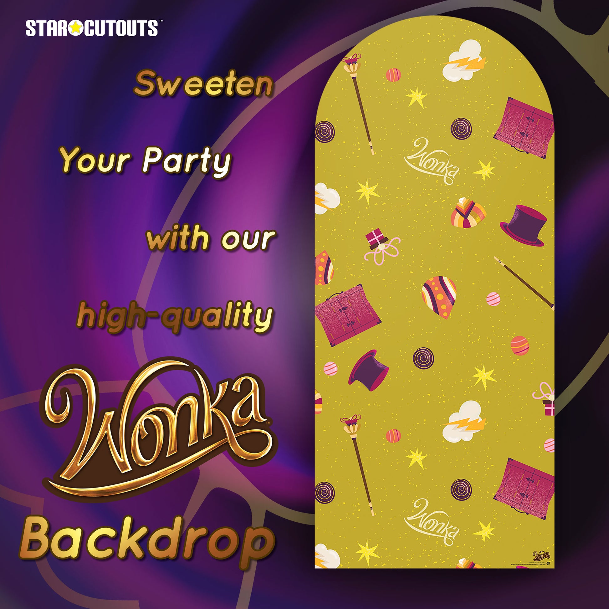 SC4494 Wonka Gobstopper Green & Yellow Backdrop Single Cardboard Cut Out Height 185cm - mycardboardcutout