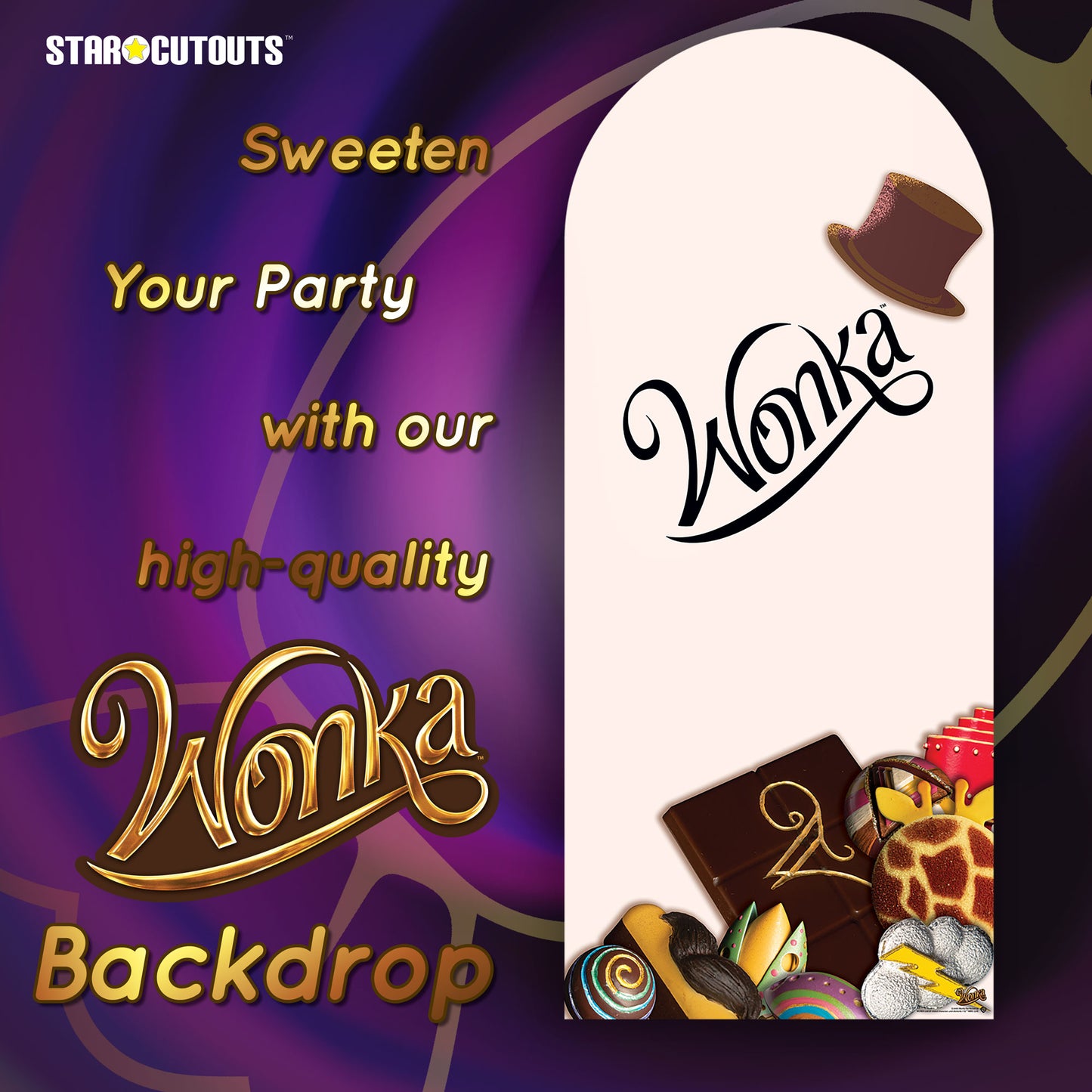 SC4495 Wonka Chocolate Bar Backdrop Single Cardboard Cut Out Height 185cm - mycardboardcutout
