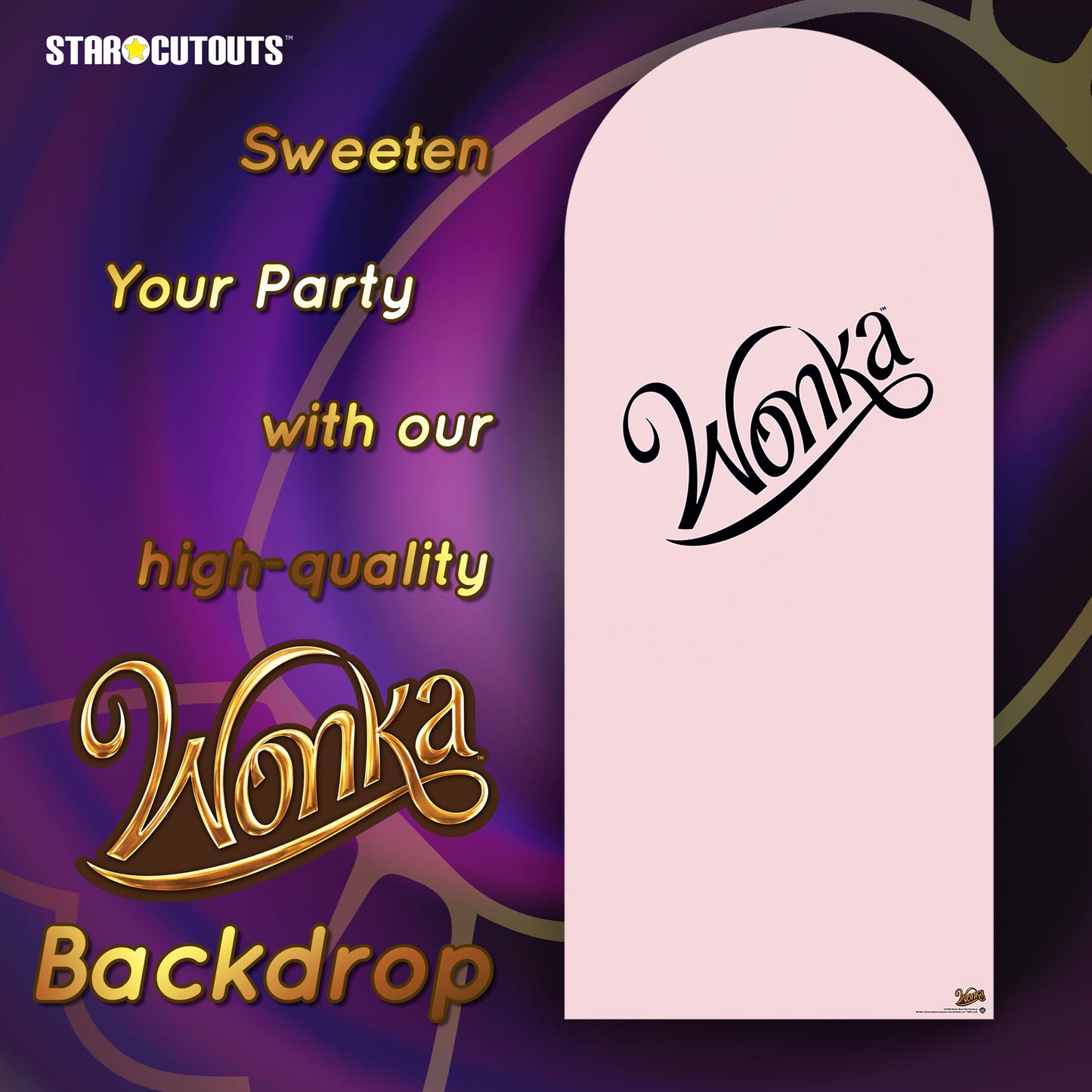 SC4496 Wonka Blush Pink Backdrop Single Cardboard Cut Out Height 185cm - mycardboardcutout