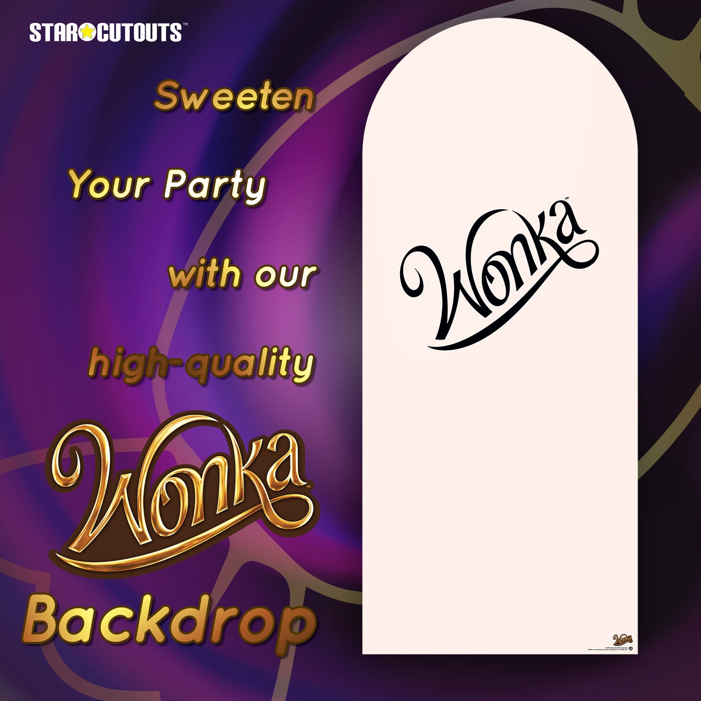 SC4499 Willy Wonka Warm White Backdrop Single Cardboard Cut Out Height 185cm - mycardboardcutout