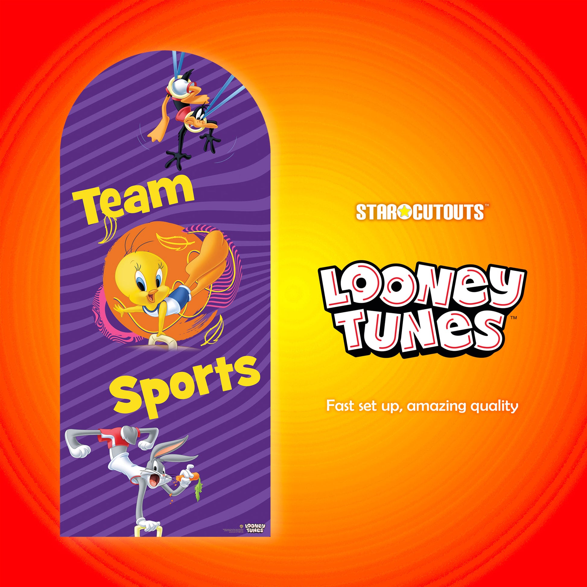 SC4504 Looney Tunes Team Sports Backdrop Single Cardboard Cut Out Height 185cm - mycardboardcutout