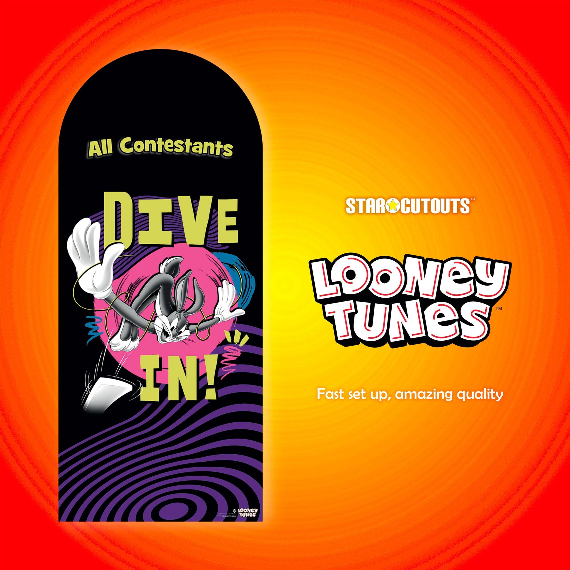 SC4507 Looney Tunes Finish Line Athletics Backdrop Single Cardboard Cut Out Height 185cm - mycardboardcutout