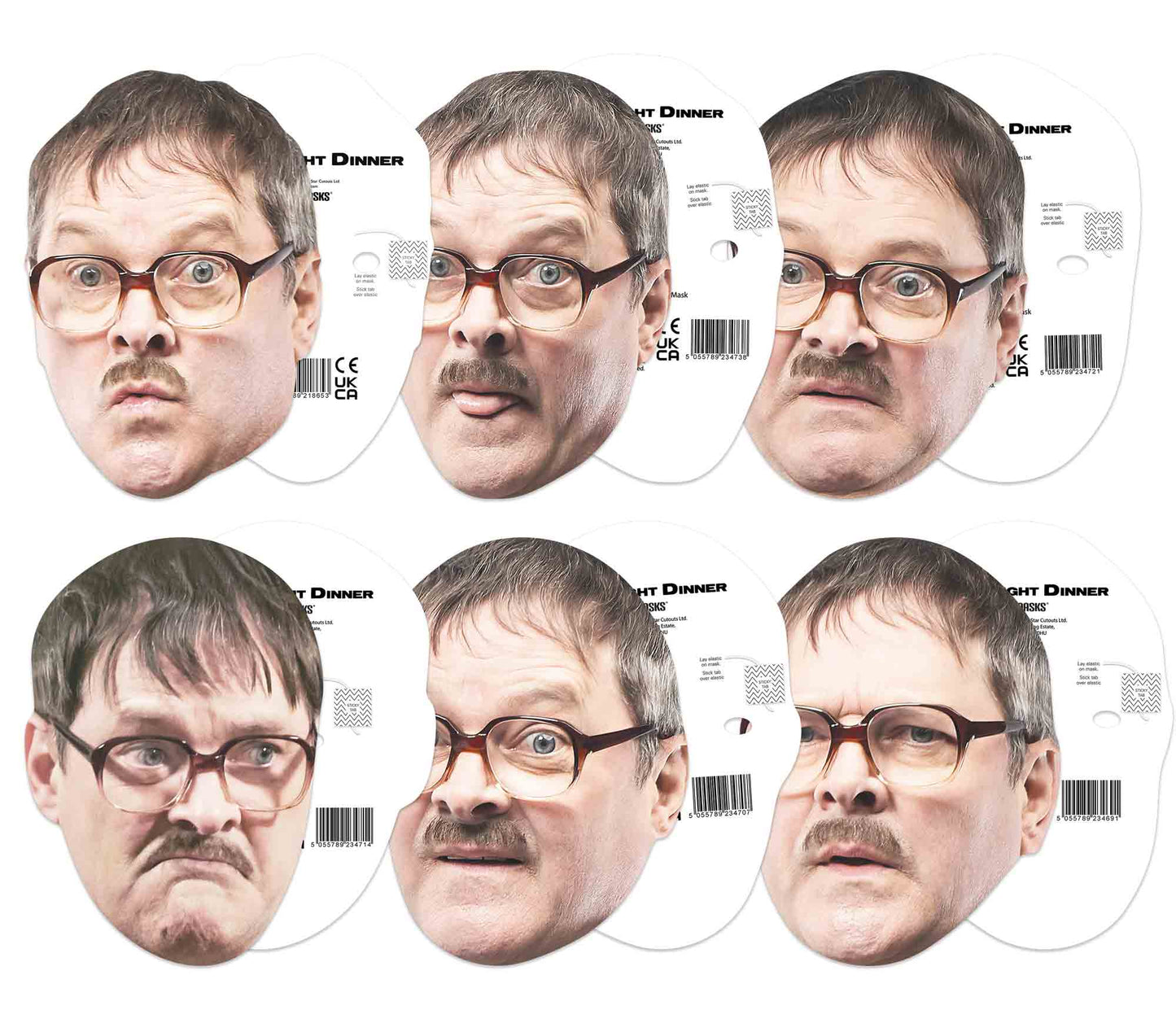 SMP460 Jim Emotions Friday Night Dinner Variety Six Pack Cardboard Face Masks